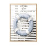 Postifull Blue Lifebuoy Çerçeveli Tablo, Ahşap Çerçeve Ve Poster, Dikey Duvar Tablosu Comfort Serisi No:108437;33 X 48 Ahşap Çerçeveli