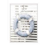 Postifull Blue Lifebuoy Çerçeveli Tablo, Beyaz Çerçeve Ve Poster, Dikey Duvar Tablosu Comfort Serisi No:108437;21 X 30 Beyaz Çerçeveli