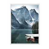 Postifull Canoes İn The Lake Çerçeveli Tablo, Beyaz Çerçeve Ve Poster, Duvar Tablosu Comfort Serisi No:108362;13 X 18 Beyaz Çerçeveli