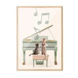 Postifull Cats Playing Piano Çerçeveli Tablo, Ahşap Çerçeve Ve Poster, Duvar Tablosu Comfort Serisi No:108440;33 X 48 Ahşap Çerçeveli