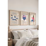 Postifull Çerçeveli Tablo Seti, 3 Adet Ahşap Çerçeve Ve Minimalist Çizim Temalı Poster Seti, No:300529;13 X 18 Ahşap