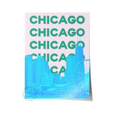Postifull Çerçevesiz Poster İllüstrasyon Şehir - Chicago, Şehirler Serisi, Duvar Posteri, Hd Baskı, Kalın Arşi;50 X 70 Renkli - 11