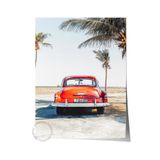 Postifull Çerçevesiz Poster, Yaz Temalı Tablo No:138, Klasik Kırmızı Araba Fotoğrafı, Kırmızı Poster, Dikey;50 X 70 Renkli - 21