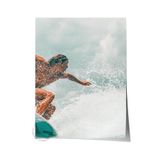 Postifull Çerçevesiz Poster, Yaz Temalı Tablo No:225, Sörfçü Ve Dalga Fotoğrafı, Mavi Poster, Dikey;30 X 42 Renkli - 1