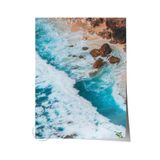 Postifull Çerçevesiz Poster, Yaz Temalı Tablo No:38, Kayalık Dalga Fotoğrafı, Mavi Poster, Dikey;33 X 48 Renkli - 22