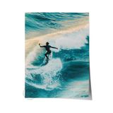 Postifull Çerçevesiz Poster, Yaz Temalı Tablo No:49, Sörfçü Dalgada Fotoğrafı, Mavi Poster, Dikey;21 X 30 Renkli - 1