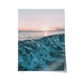 Postifull Çerçevesiz Poster, Yaz Temalı Tablo No:64, Gün Batımında Dalga Fotoğrafı, Mavi Poster, Dikey;21 X 30 Renkli - 23