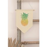 Postifull Çocuk Odası Dekor, Duvar Süsü, Ahşap Bebek Odası Dekor, Canvas Flama, Ananas - Sarı Yeşil;21 X 30 Renkli - 17