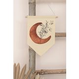 Postifull Çocuk Odası Dekor, Duvar Süsü, Ahşap Bebek Odası Dekor, Canvas Flama, Ay Ve Bitki - Kahverengi;21 X 30 Renkli - 15