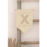 Postifull Çocuk Odası Dekor, Duvar Süsü, Ahşap Bebek Odası Dekor, Canvas Flama, Boho Monogram X Harfi;70 X 100 Renkli - 24