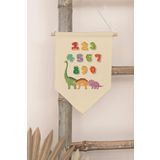Postifull Çocuk Odası Dekor, Duvar Süsü, Ahşap Bebek Odası Dekor, Canvas Flama, Dinozorlu Sayılar;70 X 100 Renkli - 18