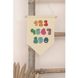 Postifull Çocuk Odası Dekor, Duvar Süsü, Ahşap Bebek Odası Dekor, Canvas Flama, Gülen Surat Sayılar;70 X 100 Renkli - 13