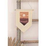 Postifull Çocuk Odası Dekor, Duvar Süsü, Ahşap Bebek Odası Dekor, Canvas Flama, Gün Batımı - Boho;50 X 70 Renkli - 9