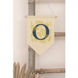 Postifull Çocuk Odası Dekor, Duvar Süsü, Ahşap Bebek Odası Dekor, Canvas Flama, Lacivert Ve Sarı Çiçek Desenli;70 X 100 Renkli - 15