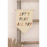 Postifull Çocuk Odası Dekor, Duvar Süsü, Ahşap Bebek Odası Dekor, Canvas Flama, Let's Play All Day - Fırça Dar