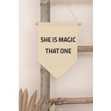 Postifull Çocuk Odası Dekor, Duvar Süsü, Ahşap Bebek Odası Dekor, Canvas Flama, She Is Magic That One - Siyah;70 X 100 Renkli - 9