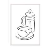Postifull Coffee Line Art Çerçeveli Tablo, Beyaz Çerçeve Ve Poster, Duvar Tablosu Comfort Serisi No:108559;50 X 70 Beyaz Çerçeveli