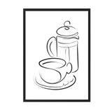 Postifull Coffee Line Art Çerçeveli Tablo, Siyah Çerçeve Ve Poster, Duvar Tablosu Comfort Serisi No:108559;21 X 30 Siyah Çerçeveli
