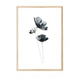 Postifull Dark Flowers Çerçeveli Tablo, Ahşap Çerçeve Ve Poster, Dikey Duvar Tablosu Comfort Serisi No:108517;30 X 40 Ahşap Çerçeveli