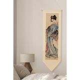 Postifull Duvar Halısı Pinterest Dekoru, Hokusai Sanat Serisi 100cm Kanvas Flama Askılı Duvar Örtüsü NO:648