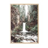 Postifull Forest Waterfall Çerçeveli Tablo, Ahşap Çerçeve Ve Poster, Duvar Tablosu Comfort Serisi No:108406;30 X 40 Ahşap Çerçeveli