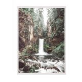 Postifull Forest Waterfall Çerçeveli Tablo, Beyaz Çerçeve Ve Poster, Duvar Tablosu Comfort Serisi No:108406;10 X 15 Beyaz Çerçeveli