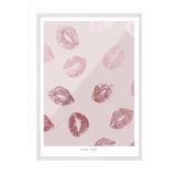 Postifull Glossy Lips Çerçeveli Tablo, Beyaz Çerçeve Ve Poster, Dikey Duvar Tablosu Comfort Serisi No:108382;50 X 70 Beyaz Çerçeveli