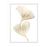 Postifull Gold Ginkgo Çerçeveli Tablo, Beyaz Çerçeve Ve Poster, Dikey Duvar Tablosu Comfort Serisi No:108451;10 X 15 Beyaz Çerçeveli