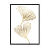Postifull Gold Ginkgo Çerçeveli Tablo, Siyah Çerçeve Ve Poster, Dikey Duvar Tablosu Comfort Serisi No:108451;70 X 100 Siyah Çerçeveli