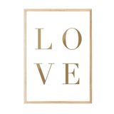 Postifull Gold Love Çerçeveli Tablo, Ahşap Çerçeve Ve Poster, Dikey Duvar Tablosu Comfort Serisi No:108381;13 X 18 Ahşap Çerçeveli