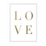 Postifull Gold Love Çerçeveli Tablo, Beyaz Çerçeve Ve Poster, Dikey Duvar Tablosu Comfort Serisi No:108381;10 X 15 Beyaz Çerçeveli