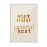 Postifull Grateful Heart Çerçeveli Tablo, Beyaz Çerçeve Ve Poster, Duvar Tablosu Comfort Serisi No:108530;15 X 21 Beyaz Çerçeveli