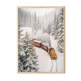 Postifull Holiday Train Yılbaşı Tablo, Ahşap Çerçeve Ve Poster, Dikey Duvar Tablosu Comfort Serisi No:108470;30 X 40 Ahşap Çerçeveli
