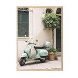 Postifull Italy Vespa Çerçeveli Tablo, Ahşap Çerçeve Ve Poster, Dikey Duvar Tablosu Comfort Serisi No:108322;30 X 40 Ahşap Çerçeveli
