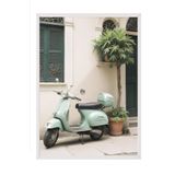 Postifull Italy Vespa Çerçeveli Tablo, Beyaz Çerçeve Ve Poster, Dikey Duvar Tablosu Comfort Serisi No:108322;13 X 18 Beyaz Çerçeveli