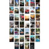 Postifull Klasik Araba Kolaj Poster Seti - Kolaj Seti - Stiker Bant Hediyeli - 40 Adet 10Cm*15Cm - Kutulu Set;