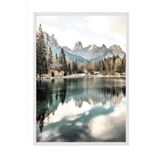 Postifull Lake House Çerçeveli Tablo, Beyaz Çerçeve Ve Poster, Dikey Duvar Tablosu Comfort Serisi No:108365;13 X 18 Beyaz Çerçeveli