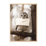 Postifull Letter Owl Çerçeveli Tablo, Ahşap Çerçeve Ve Poster, Dikey Duvar Tablosu Comfort Serisi No:108291;50 X 70 Ahşap Çerçeveli