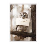 Postifull Letter Owl Çerçeveli Tablo, Beyaz Çerçeve Ve Poster, Dikey Duvar Tablosu Comfort Serisi No:108291;13 X 18 Beyaz Çerçeveli