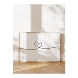 Postifull Line Heart Çerçeveli Tablo, Ahşap Çerçeve Ve Poster, Yatay Duvar Tablosu Comfort Serisi No:108303;13 X 18 Ahşap Çerçeveli