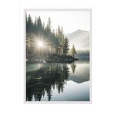 Postifull Morning View Lake Çerçeveli Tablo, Beyaz Çerçeve Ve Poster, Duvar Tablosu Comfort Serisi No:108299;13 X 18 Beyaz Çerçeveli