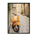 Postifull Orange Vespa Çerçeveli Tablo, Siyah Çerçeve Ve Poster, Dikey Duvar Tablosu Comfort Serisi No:108337;13 X 18 Siyah Çerçeveli