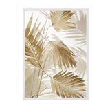 Postifull Palm Gold Çerçeveli Tablo, Beyaz Çerçeve Ve Poster, Dikey Duvar Tablosu Comfort Serisi No:108380;10 X 15 Beyaz Çerçeveli