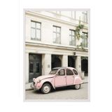 Postifull Pink Retro Car Çerçeveli Tablo, Beyaz Çerçeve Ve Poster, Duvar Tablosu Comfort Serisi No:108386;13 X 18 Beyaz Çerçeveli