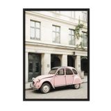 Postifull Pink Retro Car Çerçeveli Tablo, Siyah Çerçeve Ve Poster, Duvar Tablosu Comfort Serisi No:108386;10 X 15 Siyah Çerçeveli