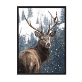 Postifull Red Deer İn Snow Çerçeveli Tablo, Siyah Çerçeve Ve Poster, Duvar Tablosu Comfort Serisi No:108508;13 X 18 Siyah Çerçeveli