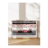 Postifull Red Race Car Çerçeveli Tablo, Ahşap Çerçeve Ve Poster, Yatay Duvar Tablosu Comfort Serisi No:108391;13 X 18 Ahşap Çerçeveli
