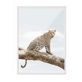 Postifull Resting Leopard Çerçeveli Tablo, Beyaz Çerçeve Ve Poster, Duvar Tablosu Comfort Serisi No:108465;30 X 42 Beyaz Çerçeveli
