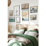 Postifull Siyah Tablo Seti, 8 Adet Çerçeve Seti,Hokusai Ve Japon Sanatı Temalı Galeri Poster Seti No:015;60 X 80 Siyah