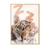 Postifull Sleeping Baby Tiger Çerçeveli Tablo, Ahşap Çerçeve Ve Poster, Duvar Tablosu Comfort Serisi No:108441;13 X 18 Ahşap Çerçeveli